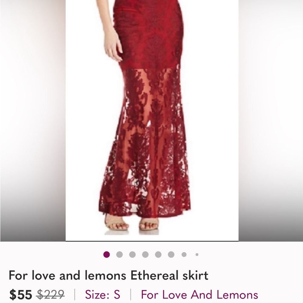 For Love And Lemons Ethereal Crimson Lace Maxi Skirt